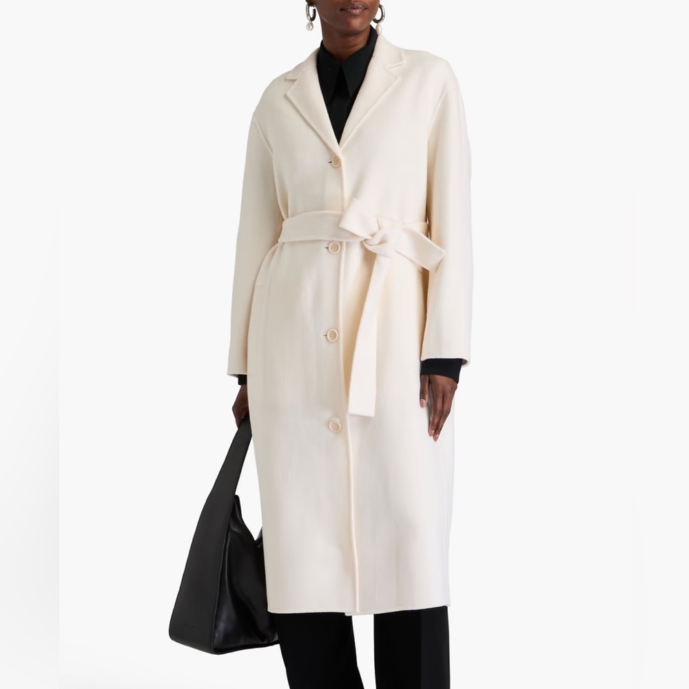 Theory Wool and cashmere blend felt coat Ivory/White